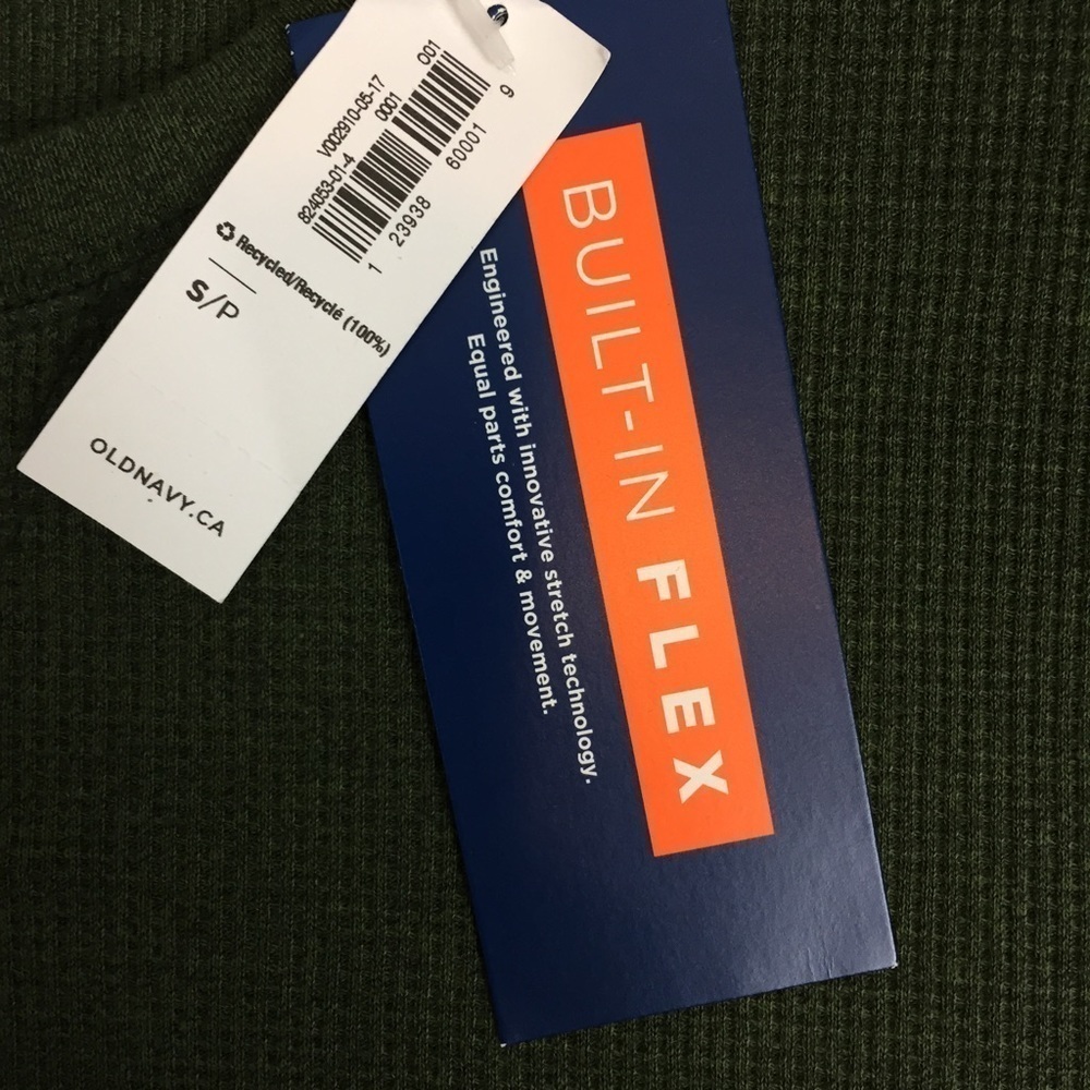 NEW Old Navy Thermal Shirt Mens Small Green Soft-washed Waffle Long Sleeve NWT - Picture 5 of 9